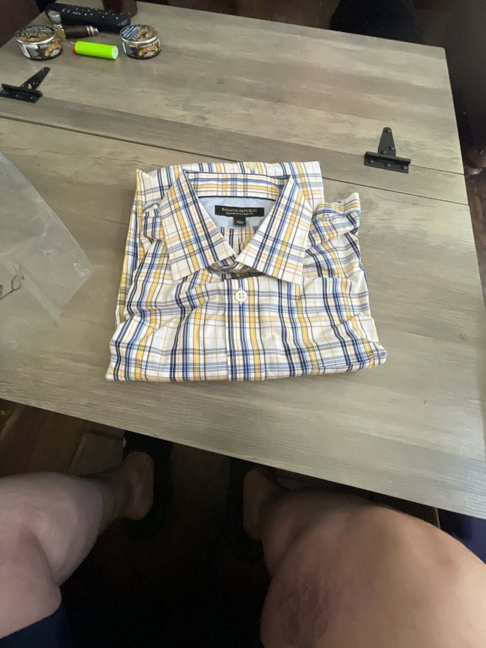 #A206 Banana Republic Non-Iron Classic Fit Plaid Long Sleeve ButtonSize L